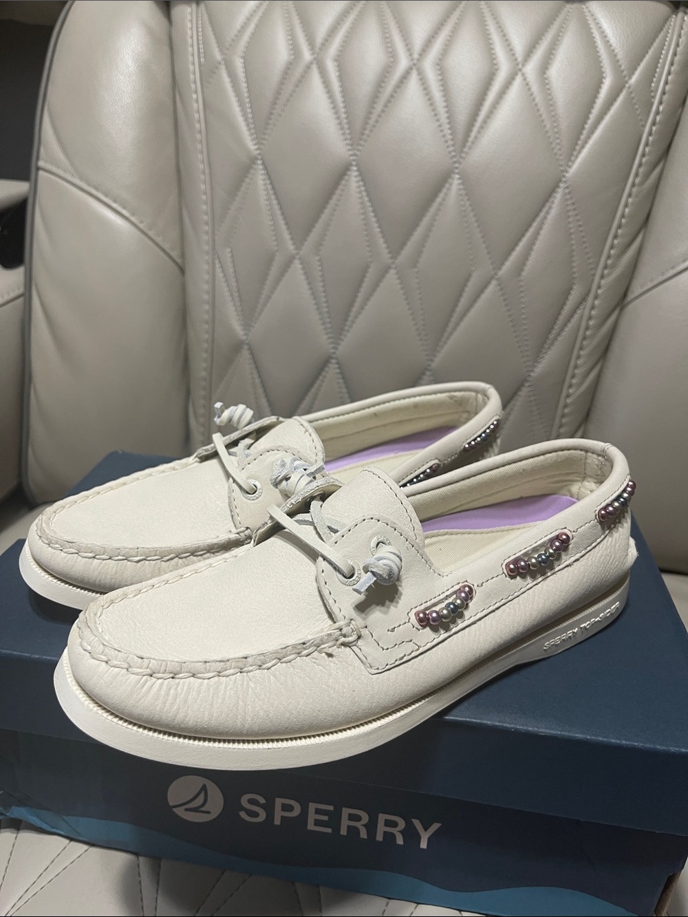 Sperry Women's Authentic Original 2-Eye Boat Shoes in Cream